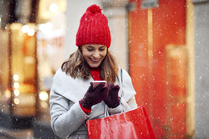 woman making holiday purchase