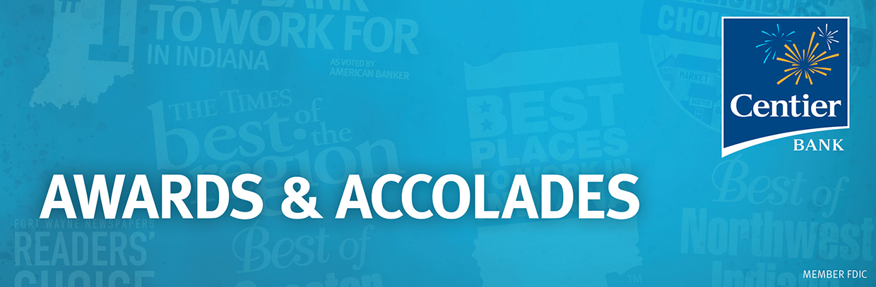 Centier Bank Awards and Accolades Centier Logo Image with Awards Text